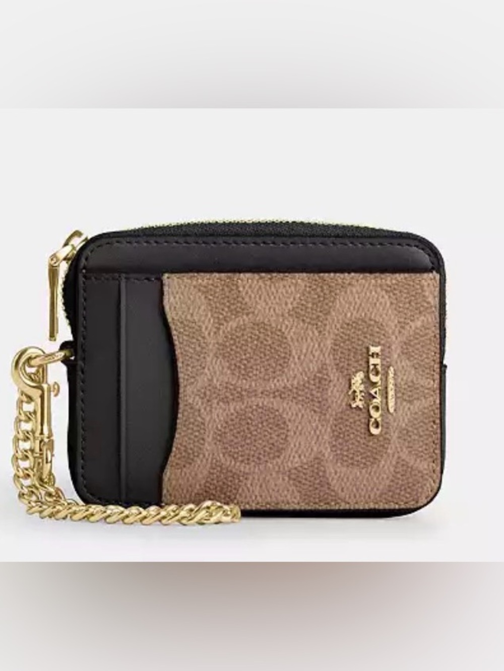 NWT-Coach Zip Card Case In Signature Canvas